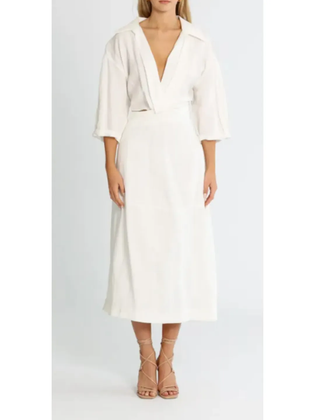 Camilla and Marc Marina Midi Dress in White Size AU 12 for rent on The Volte - main image