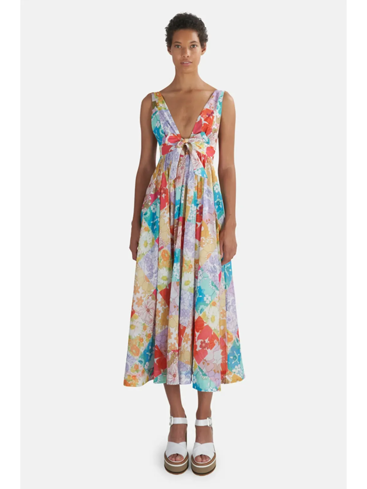 Zimmermann Bells Tie Front Long Dress Multi Floral Size 0P / AU 6 for rent on The Volte - main image