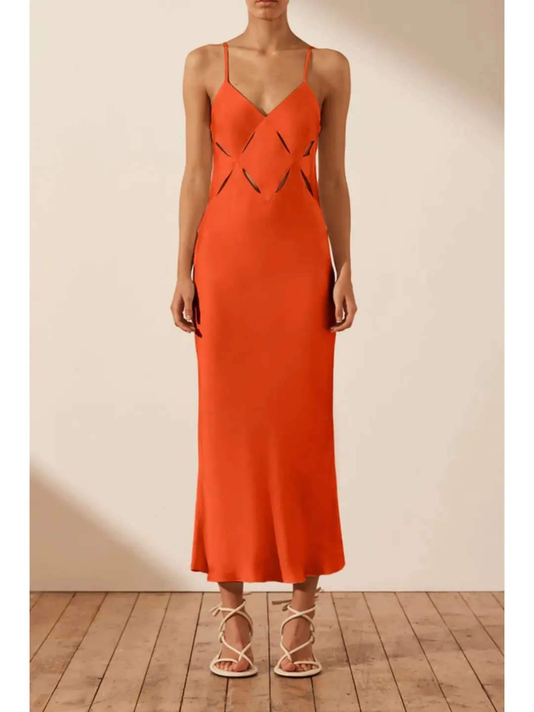 Shona Joy Milo Cut Out Midi Dress Hibiscus Size AU 6 for rent on The Volte - main image
