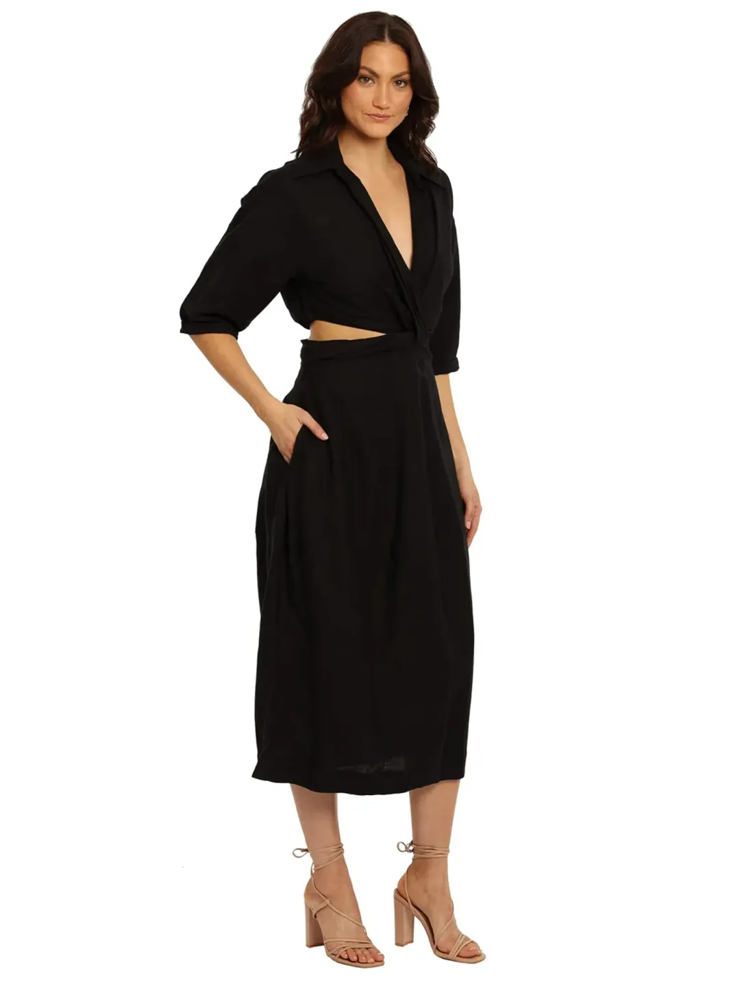 Camilla and Marc Marina Midi Dress Black Size AU 12 for rent on The Volte - main image