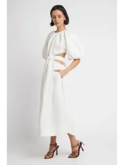 Aje Mimosa Cutout Midi Dress White Size AU 10 for rent on The Volte - image 3