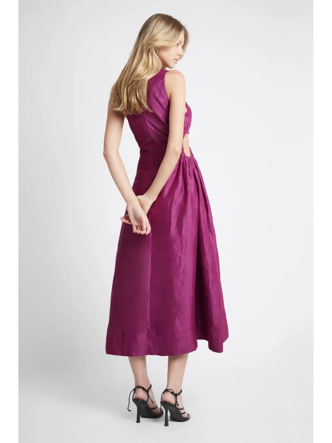 Aje Chateau Cut Out Midi Dress Fuchsia Size AU 10 for rent on The Volte - main image