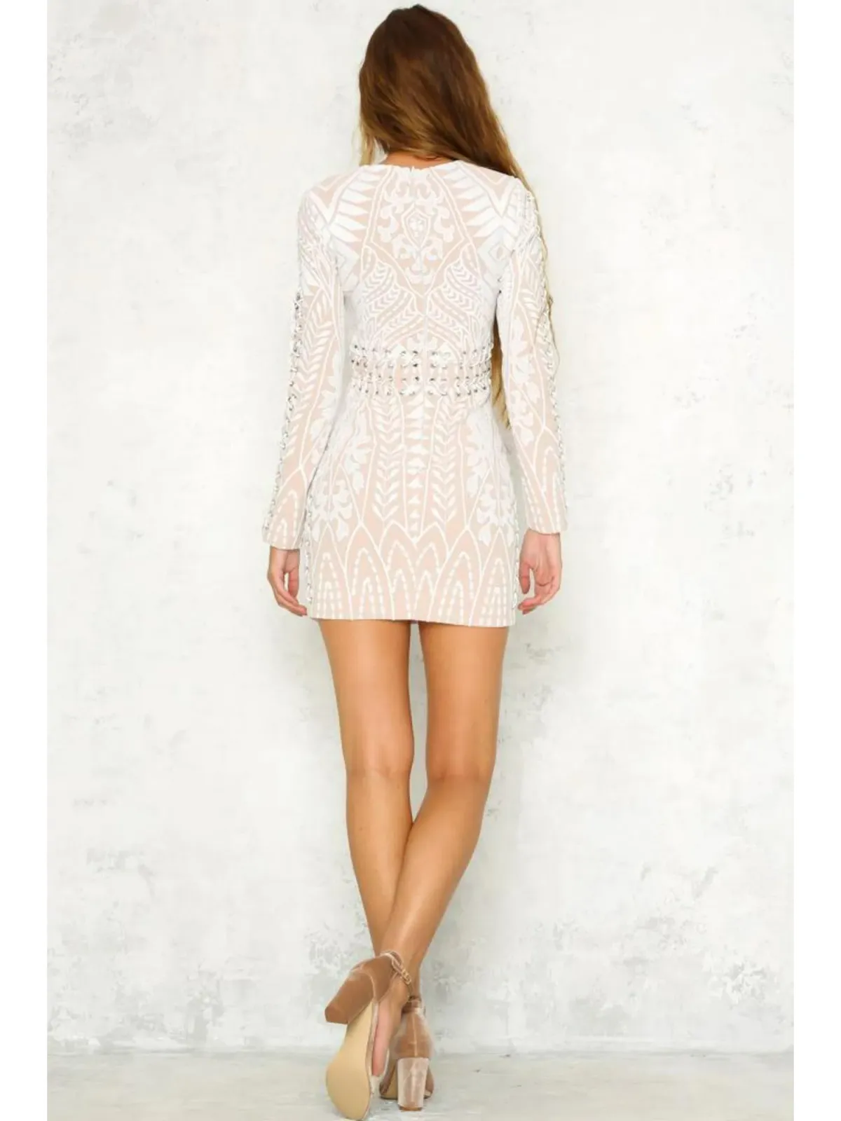 Mossman Secret Garden Dress Nude Size AU 8 - Image 4