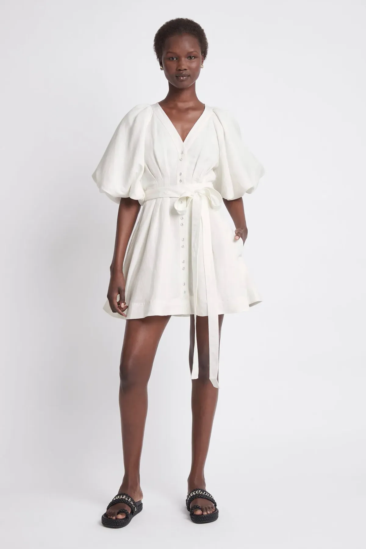 Aje Evermore Belted Mini Dress in Ivory Size 6 - Image 1