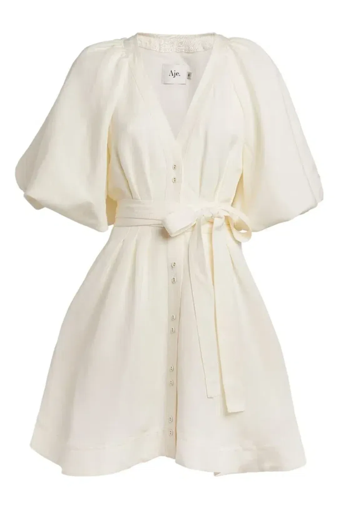 Aje Evermore Belted Mini Dress in Ivory Size 6 for rent on The Volte - main image