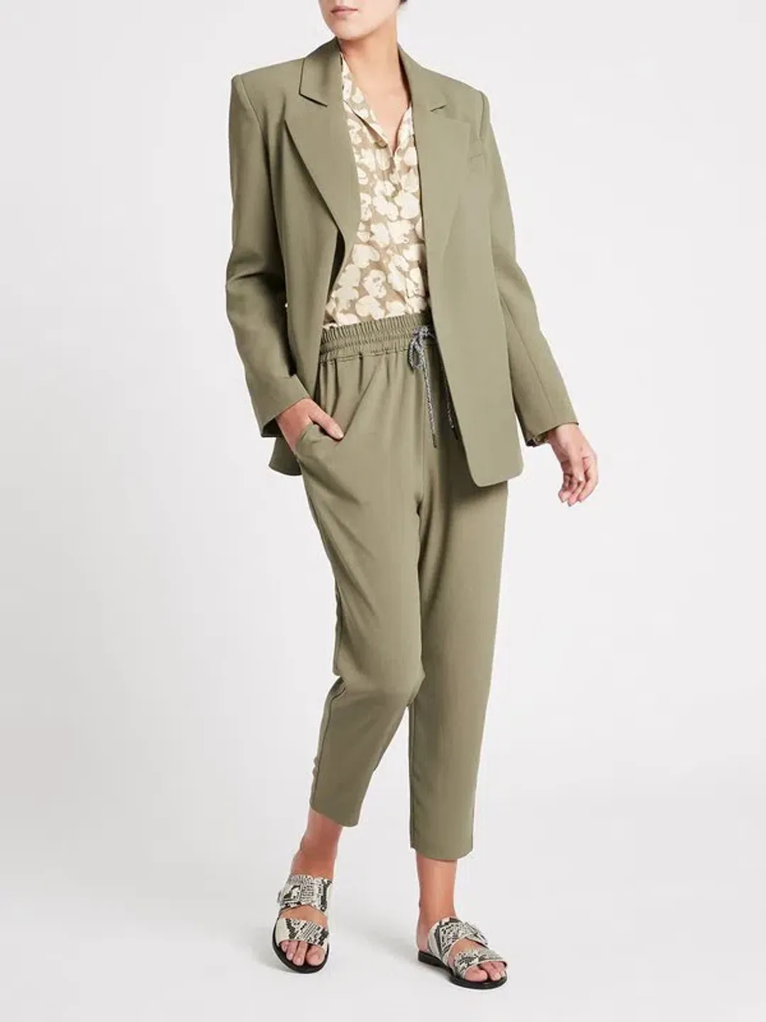 Camilla & Marc Reggio Two-Piece Suit Dusty Khaki Size 8 for rent on The Volte - main image
