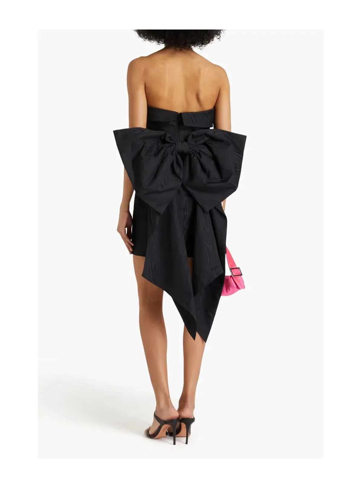 Rebecca Vallance Malone Strapless Bow-Embellished Moire Mini Dress Black Size 10 - Image 2