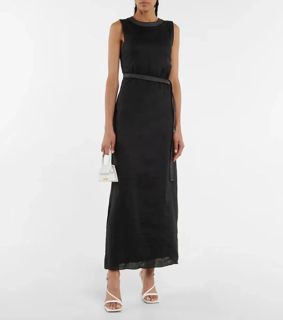 Sir the Label Vilma Cut Out Linen Maxi Dress in Black Size 8 - Image 1
