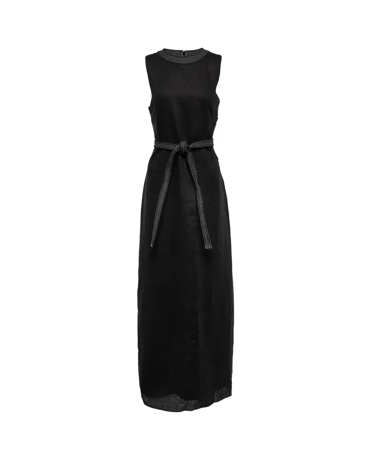 Sir the Label Vilma Cut Out Linen Maxi Dress in Black Size 8 - Image 3