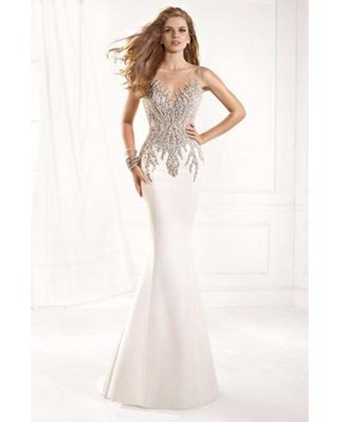 Tarik Ediz - 93029 Artisan Beaded Illusion Gown for rent on The Volte - main image