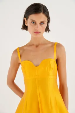Oroton Sculpture Bodice Midi Dress Marigold Size 6 for rent on The Volte - image 2