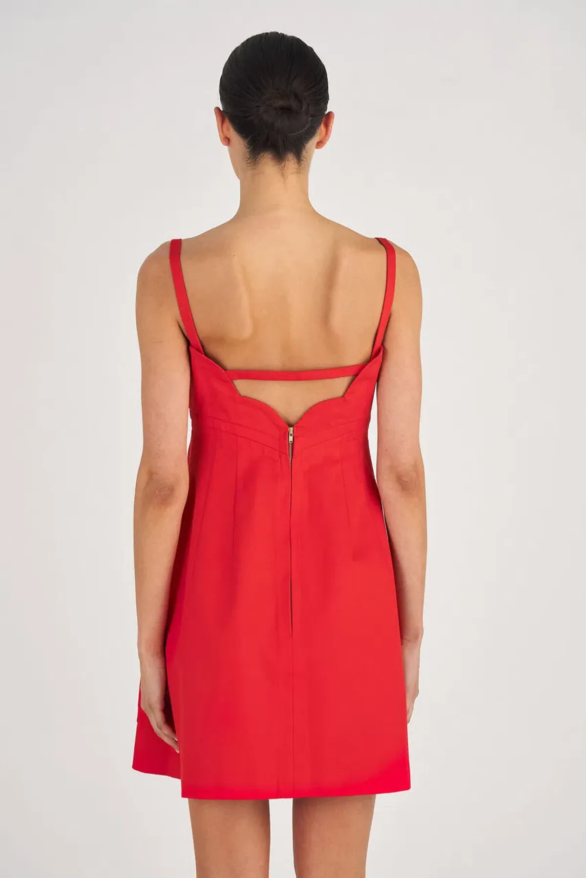 Oroton Scallop Detailed Mini Dress in True Red Size 4 - Image 2