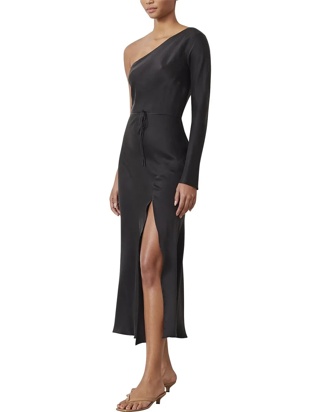Bec & Bridge Classic Silk Asym Midi Dress Black Size 10 for rent on The Volte - main image