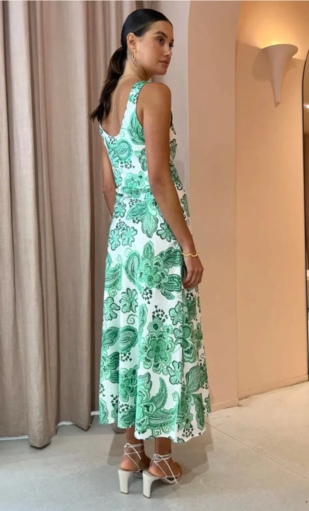 Hansen and Gretel Patricia Bias Cut Maxi Dress Greenhouse Size L / AU 12 for rent on The Volte - main image