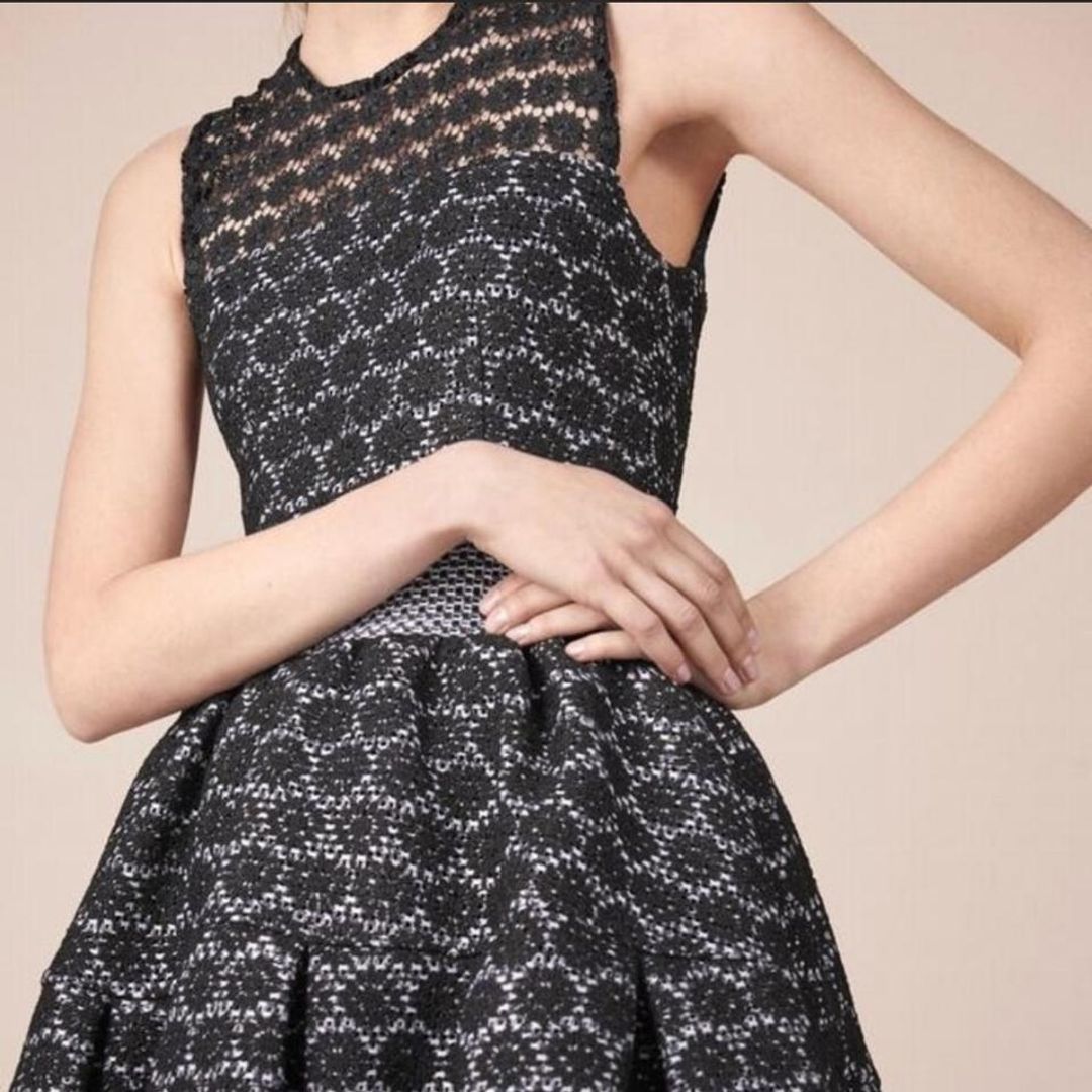 Maje Black Lace Ring Dress for rent on The Volte - main image