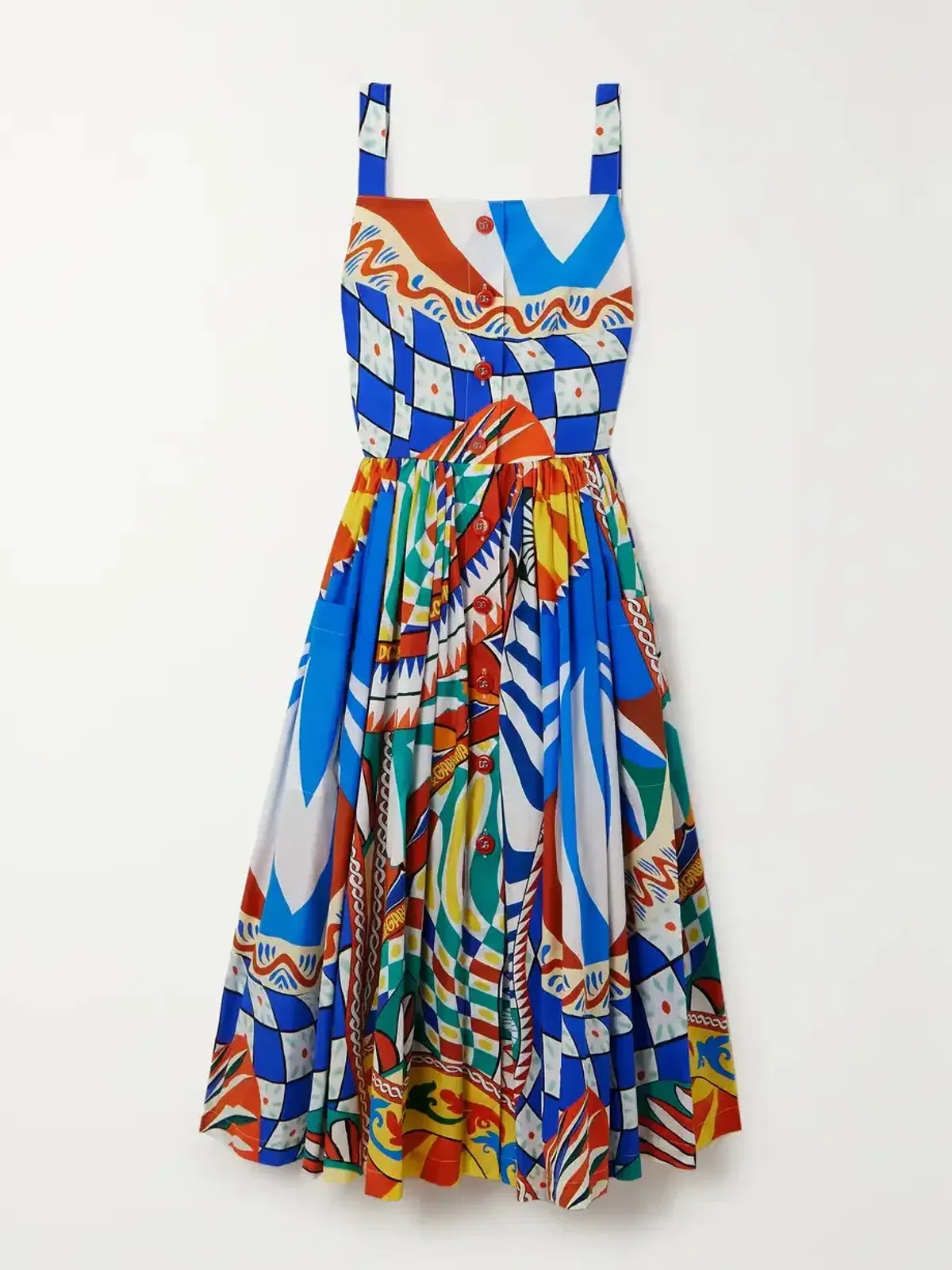 Dolce & Gabbana Carretto Card Psychedelic Sleeveless Midi Dress Multi Size EU 44 / AU 12 - Image 2