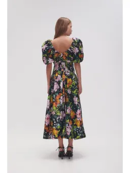 Aje Gabrielle Plunge Midi Dress Midnight Floral Size AU 8 for rent on The Volte - image 4