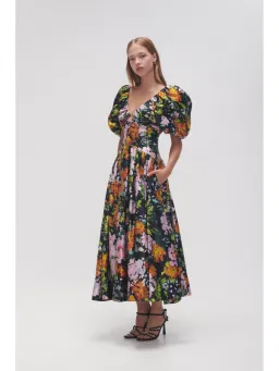 Aje Gabrielle Plunge Midi Dress Midnight Floral Size AU 8 for rent on The Volte - image 3