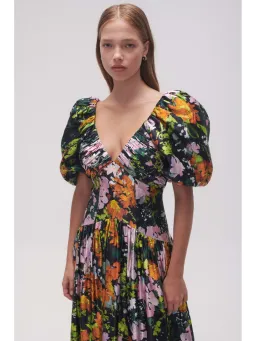 Aje Gabrielle Plunge Midi Dress Midnight Floral Size AU 8 for rent on The Volte - image 2