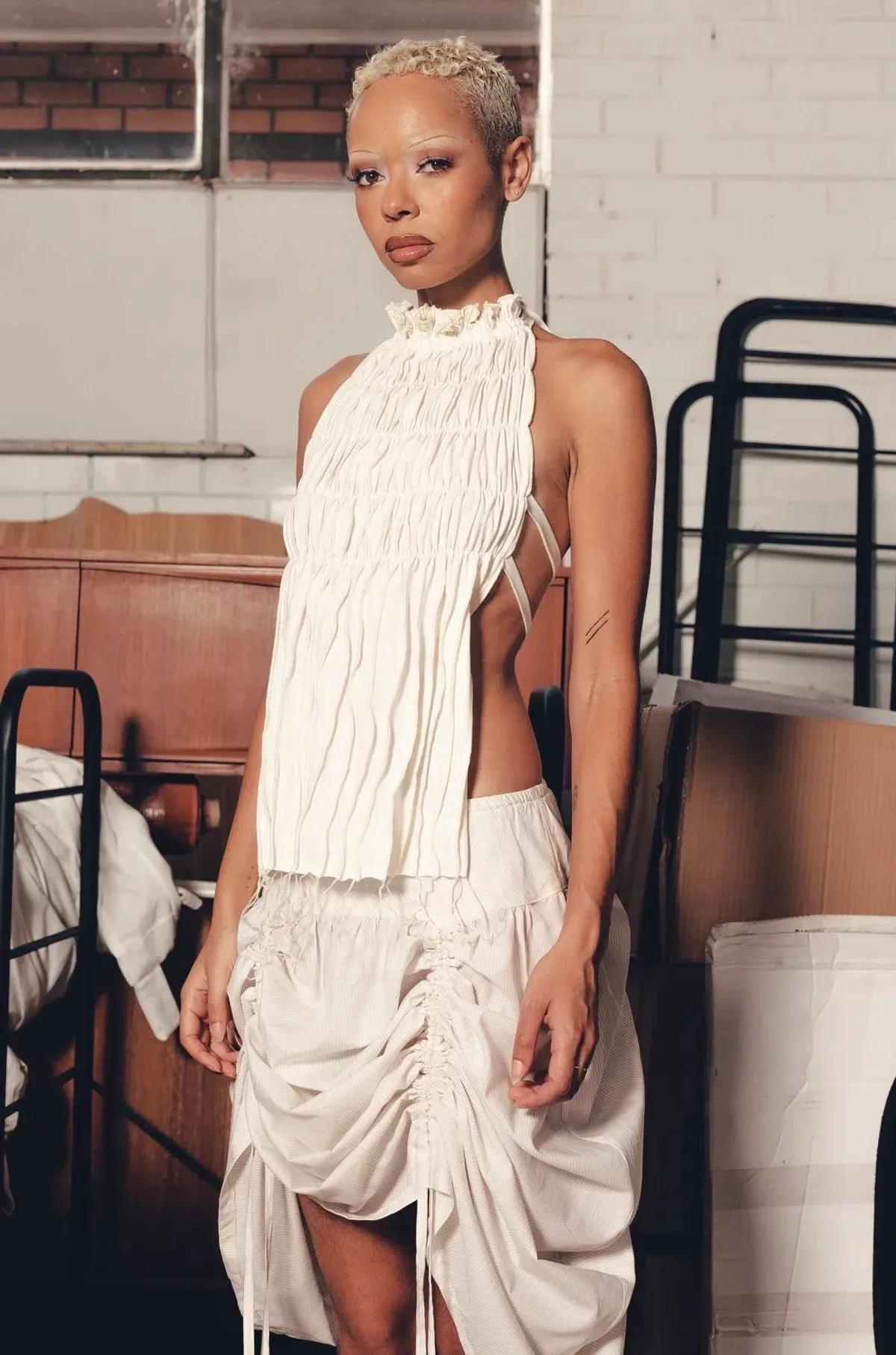 Oats The Label Seams Halter Top and Gather Skirt Set In Ivory Size AU 8 - Image 2