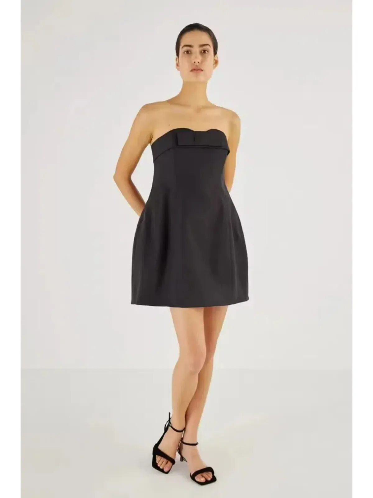 Oroton Bodice Detail Mini Dress Black Size AU 8 - Image 2