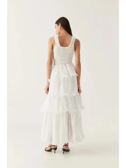 Aje Cosmos Tiered Maxi Skirt In White Size AU 8 for rent on The Volte - image 2