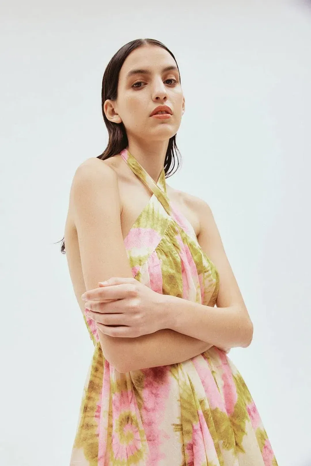 Alemais Flash Tie Neck Midi Dress in Multi Size AU 12 for rent on The Volte - main image