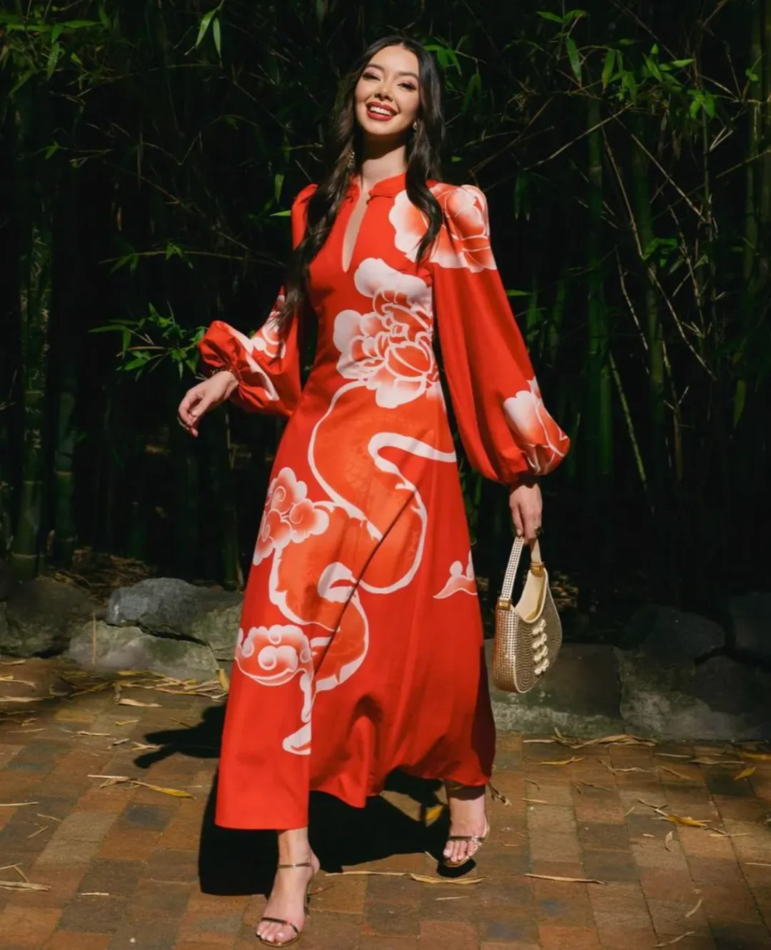 Leo Lin Janelle Midi Dress Imperial Print Size AU 10 for rent on The Volte - main image