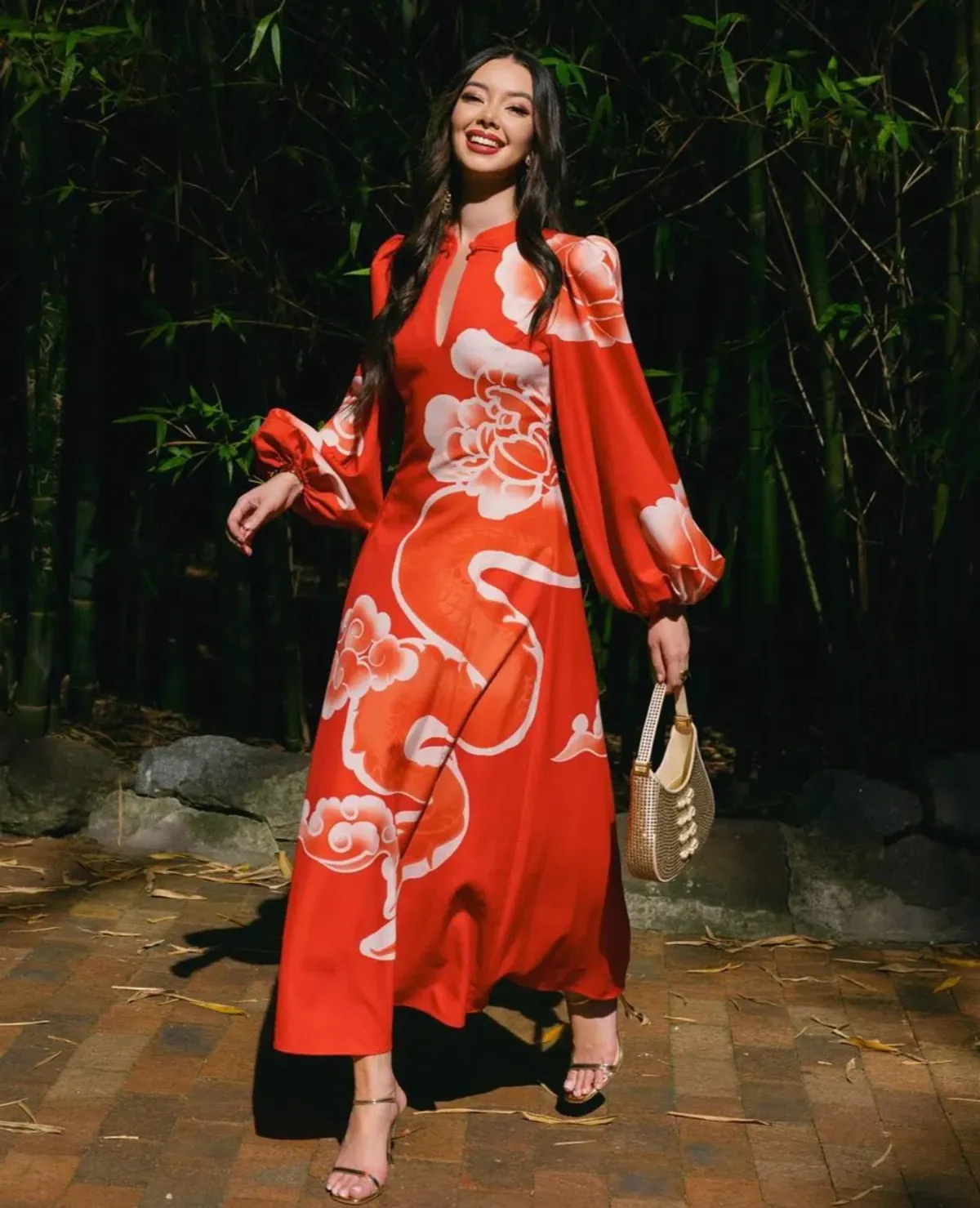 Leo Lin Janelle Midi Dress Imperial Print Size AU 10 - Image 1