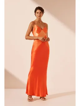 Shona Joy Mia Contrast Spliced Maxi Dress Red Orange/Hibiscus Size AU 10 for rent on The Volte - image 2