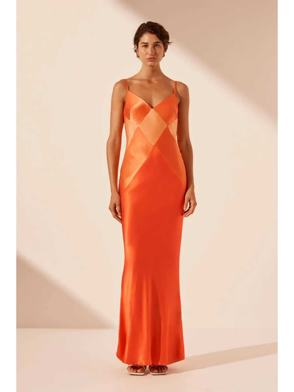 Shona Joy Mia Contrast Spliced Maxi Dress Red Orange/Hibiscus Size AU 10 - Image 1