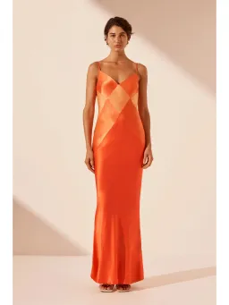 Shona Joy Mia Contrast Spliced Maxi Dress Red Orange/Hibiscus Size AU 10 for rent on The Volte - image 1