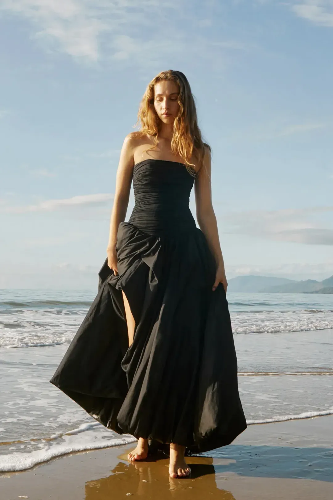 Aje Violette Bubble Hem Maxi Dress Black Size AU 8 for rent on The Volte - main image