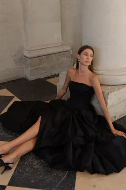 Aje Violette Bubble Hem Maxi Dress Black Size AU 8 for rent on The Volte - image 2