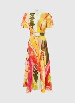 Leo Lin Bianca Short Sleeve Midi Dress Rainforest Print Size AU 12 for rent on The Volte - image 1