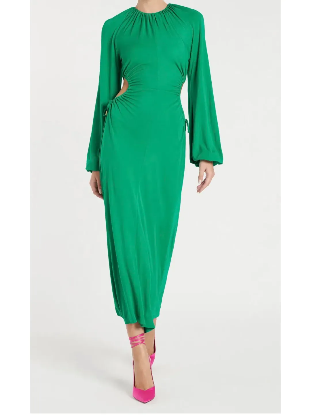 Rebecca Vallance Edie Cut Out Midi Dress in Green Size AU 8 for rent on The Volte - main image