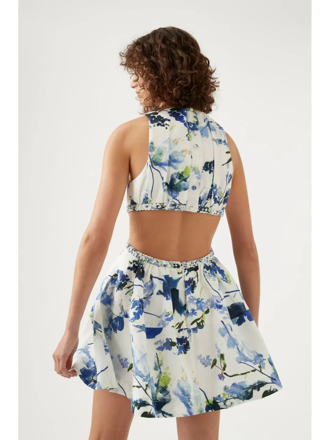 Aje Voyage Braided Cut Out Mini Dress Lavenders of Provence White Size AU 8 for rent on The Volte - main image