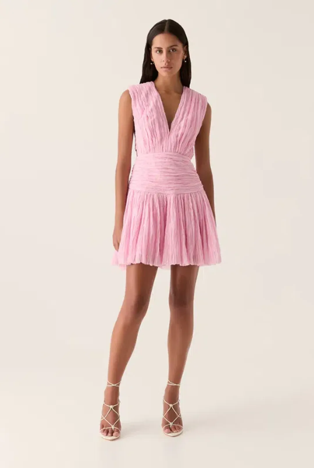 Aje Escapist Mini Dress Flash Pink Size 12 for rent on The Volte - main image