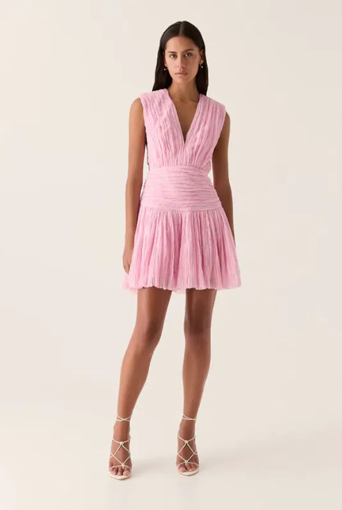 Aje Escapist Mini Dress Flash Pink Size 12 for rent on The Volte - main image