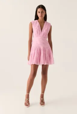 Aje Escapist Mini Dress Flash Pink Size 12 for rent on The Volte - image 1