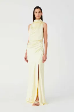 MISHA Costantina Satin Gown Soft Gold Size 8 for rent on The Volte - image 2