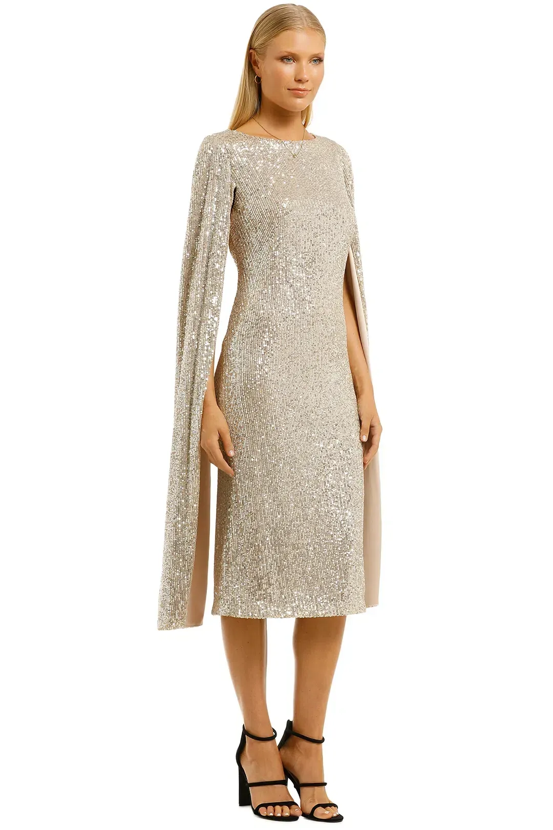 Trelise Cooper This Changes Everything Midi Dress in Champagne Sequin Size 14 for rent on The Volte - main image