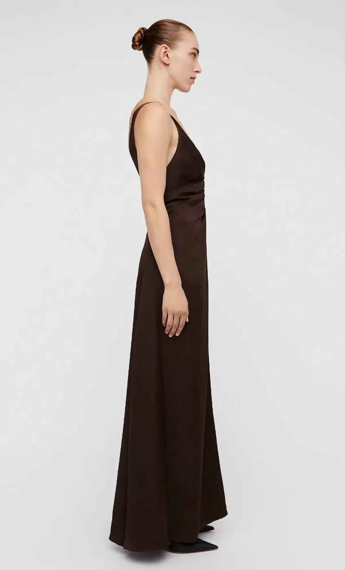 Scanlan Theodore Silk Jacquard Gown Chocolate Brown Size 12 - Image 2