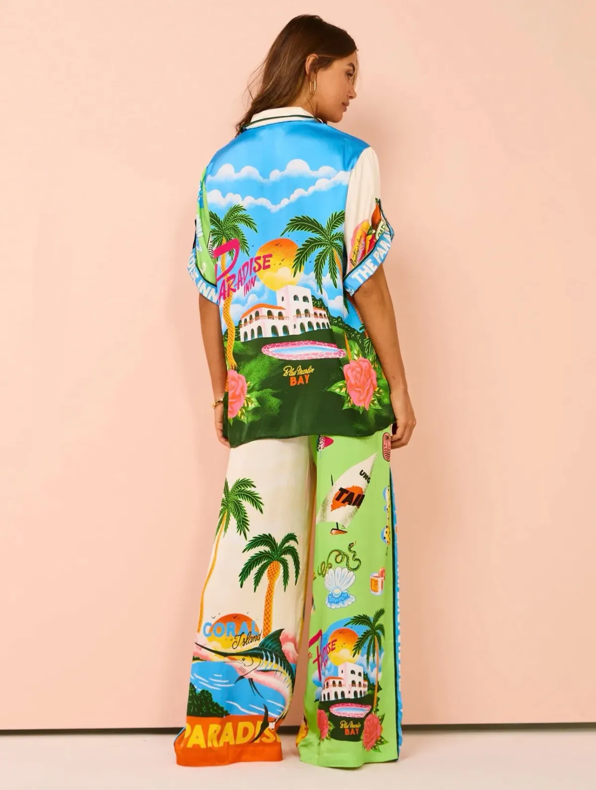 Alemais Paradiso Silk Shirt Size 6 & Pants Size 10 Set - Image 4