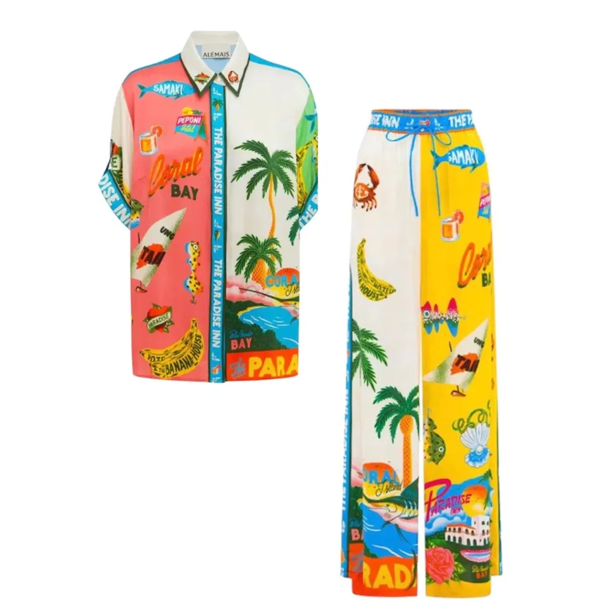 Alemais Paradiso Silk Shirt Size 6 & Pants Size 10 Set - Image 7