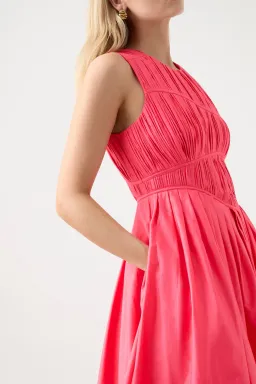 Aje Nya Gathered Midi Dress Rouge Pink Size 12 for rent on The Volte - image 2