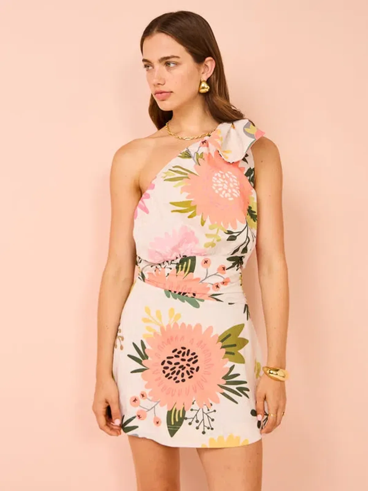 By Nicola Amelie One Shoulder Mini Dress In Potpourri Size 10 - Image 3