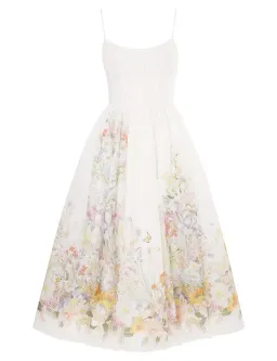 Zimmermann Natura Ruched Midi Dress Ivory Wild Flowers Size 0 / AU 8 for rent on The Volte - image 2