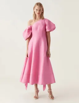 Aje Arista Tulip Sleeve Midi Dress Pink Size 12 for rent on The Volte - image 1