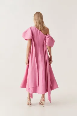 Aje Arista Tulip Sleeve Midi Dress Pink Size 12 for rent on The Volte - image 2